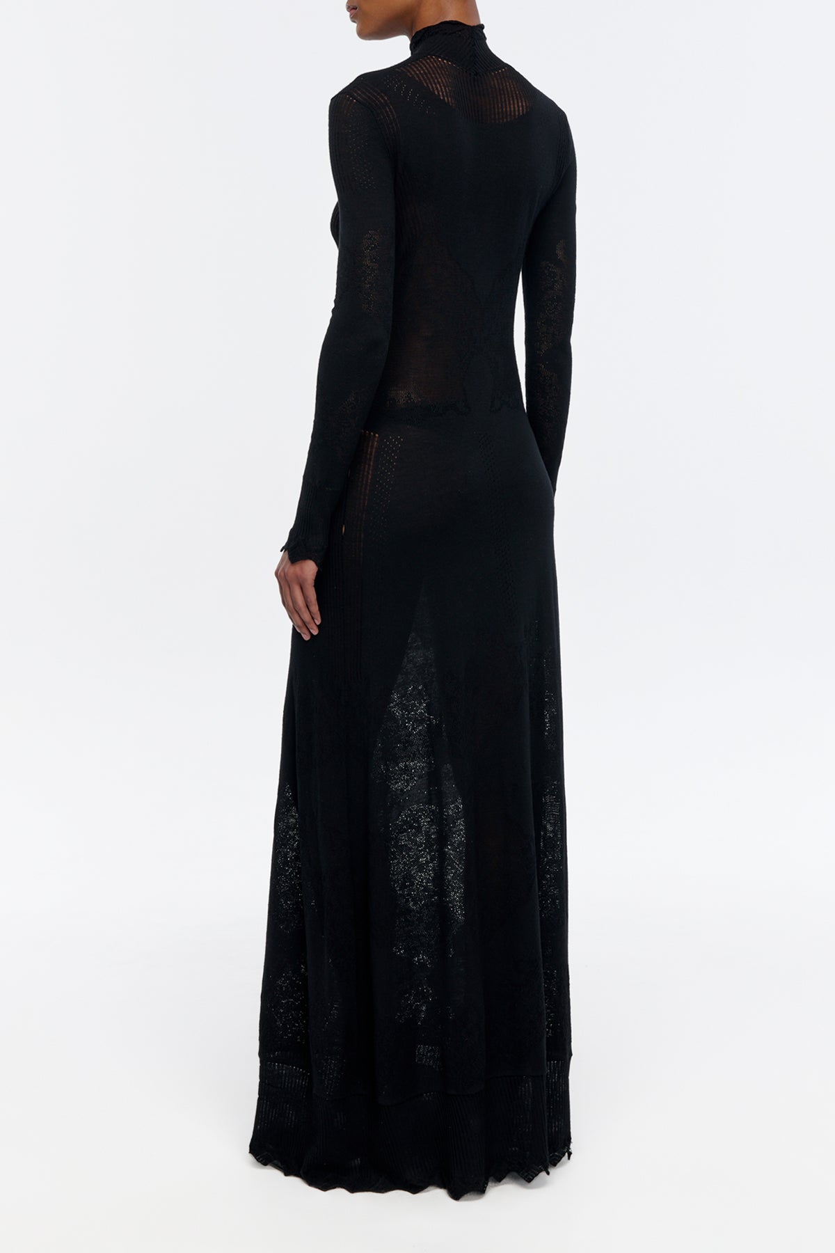 Solace Knit Dress in Black Merino Wool Lace
