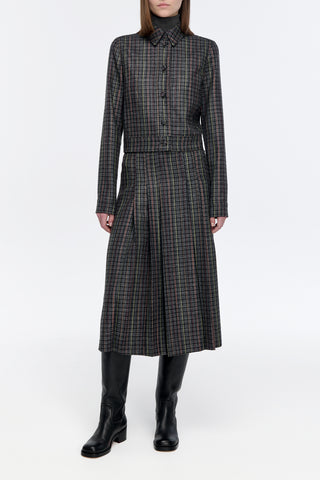 Thereza Jacket in Charcoal Multi Wool Silk Houndstooth