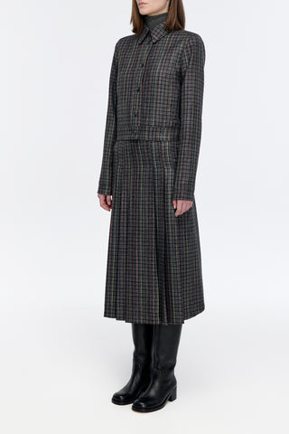Thereza Jacket in Charcoal Multi Wool Silk Houndstooth