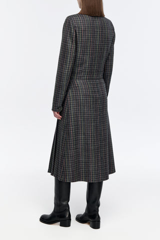 Thereza Jacket in Charcoal Multi Wool Silk Houndstooth
