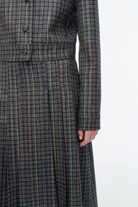 Thereza Jacket in Charcoal Multi Wool Silk Houndstooth