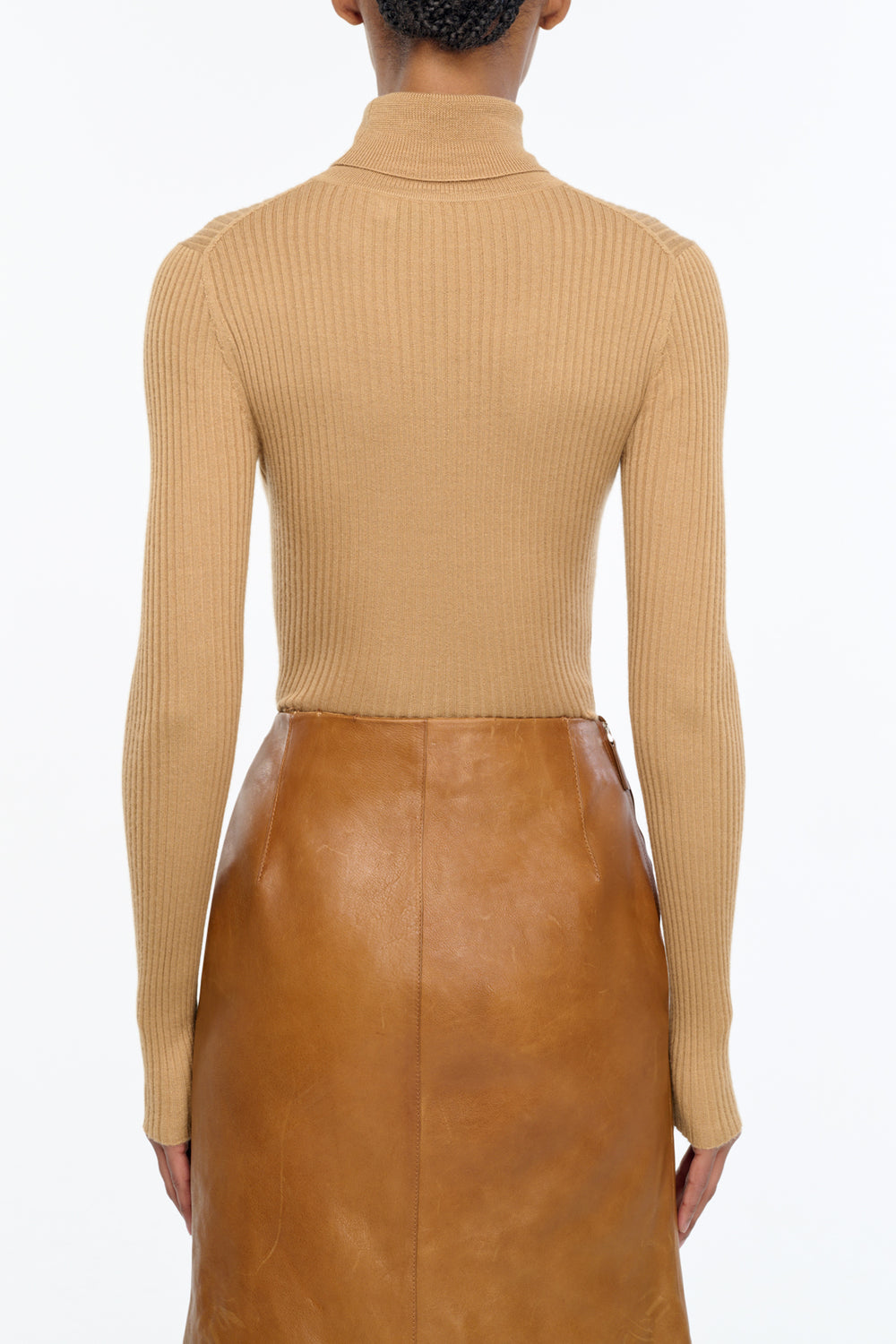 Peppe Knit Turtleneck Sweater in Camel Cashmere