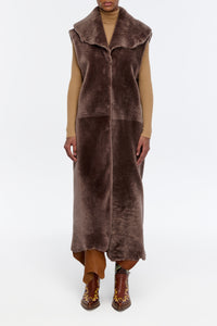 Smith Raw Cut Coat Liner in Mocha Shearling