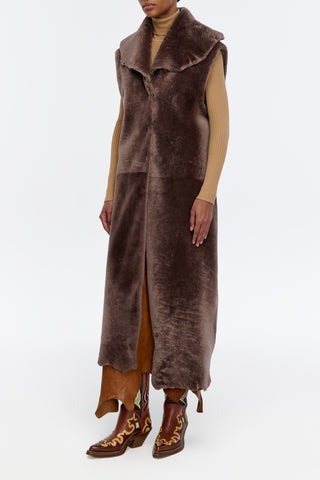 Smith Raw Cut Coat Liner in Mocha Shearling