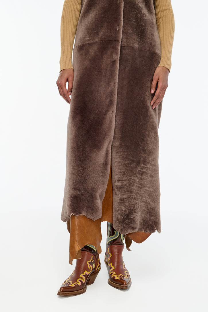 Smith Raw Cut Coat Liner in Mocha Shearling