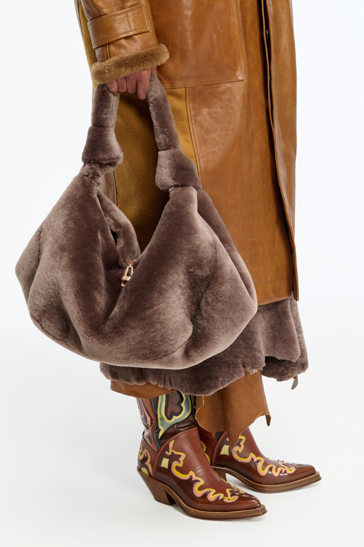 Small Antonia Bag in Mocha Shearling