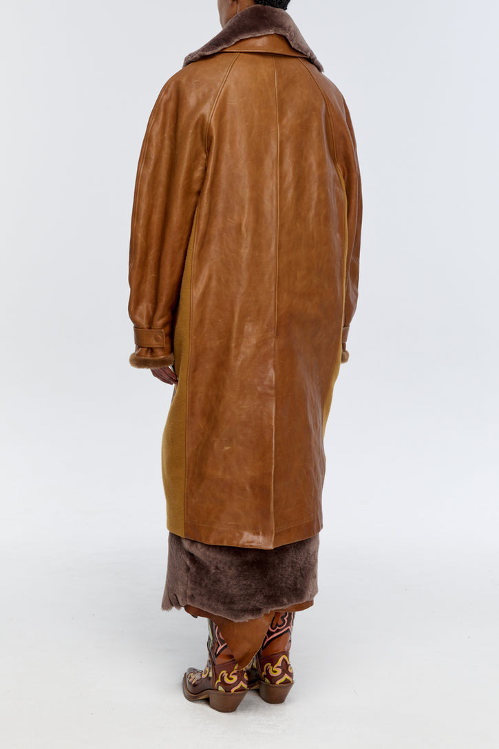 Arbor Cocoon Coat in Cognac Vachetta Leather