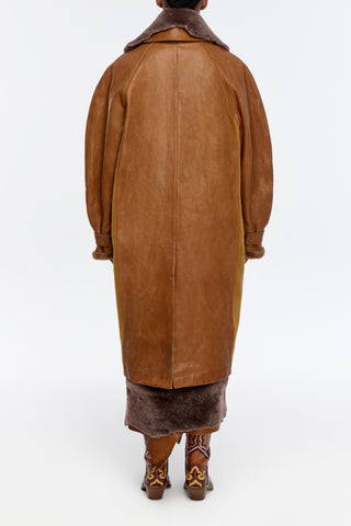 Arbor Cocoon Coat in Cognac Vachetta Leather