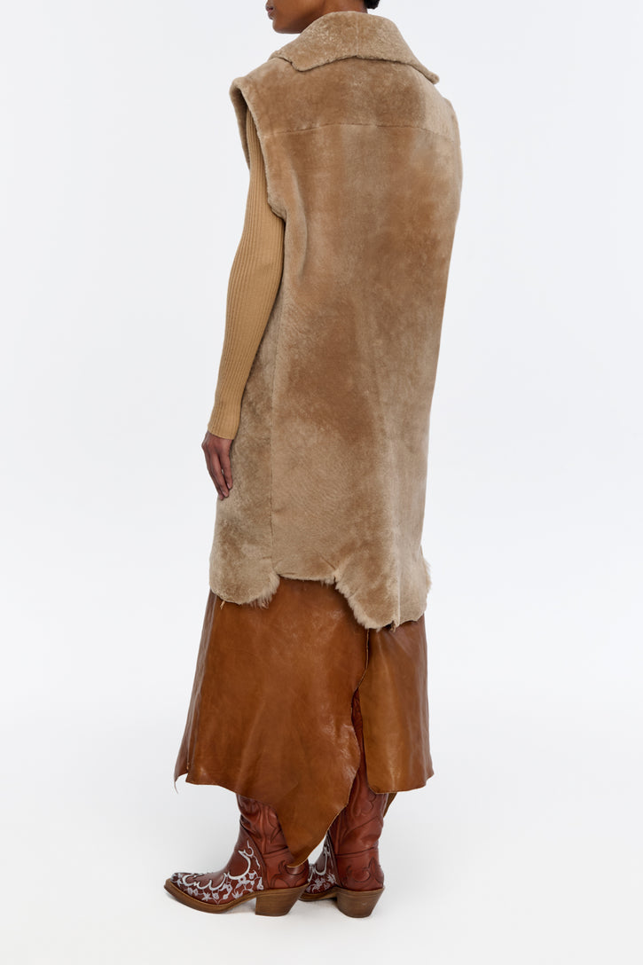 Diviner Raw Cut Jacket Liner in Champagne Shearling