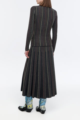 Pons Knit Sweater in Charcoal Multi Cashmere Silk Houndstooth