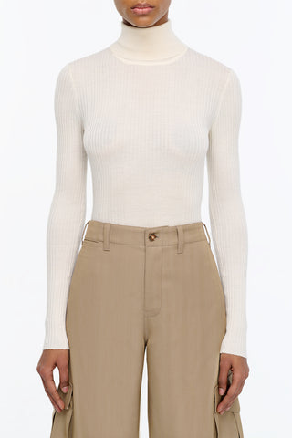 Peppe Knit Turtleneck in Ivory Cashmere Silk