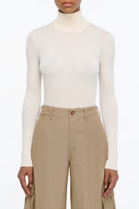 Peppe Knit Turtleneck Sweater in Ivory Cashmere