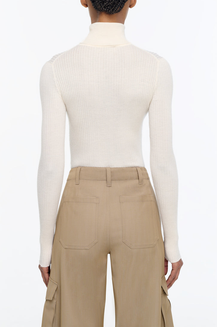 Peppe Knit Turtleneck in Ivory Cashmere Silk