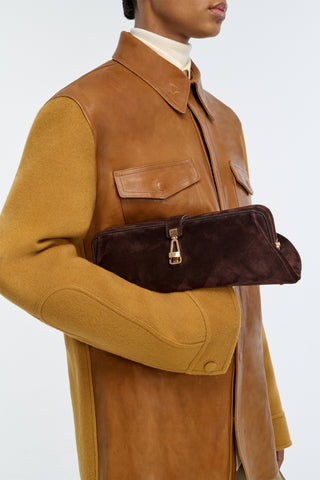 Paola Clutch in Chocolate Suede