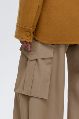 Eos Barrel-leg Cargo Pant in Camel Cross-dyed Wool