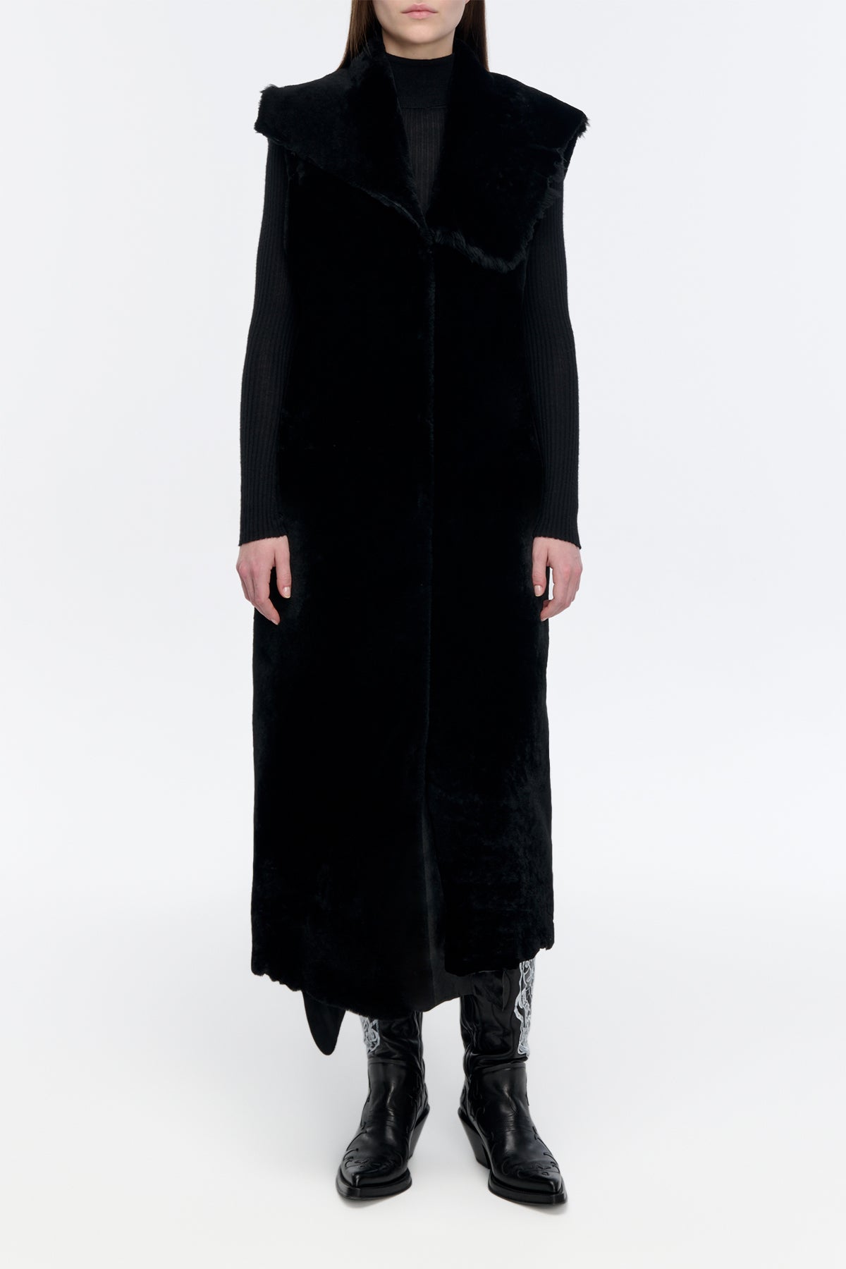 Smith Coat Liner in Black Shearling