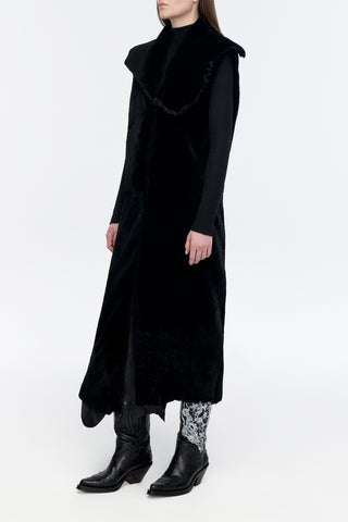 Smith Raw Cut Coat Liner in Black Shearling