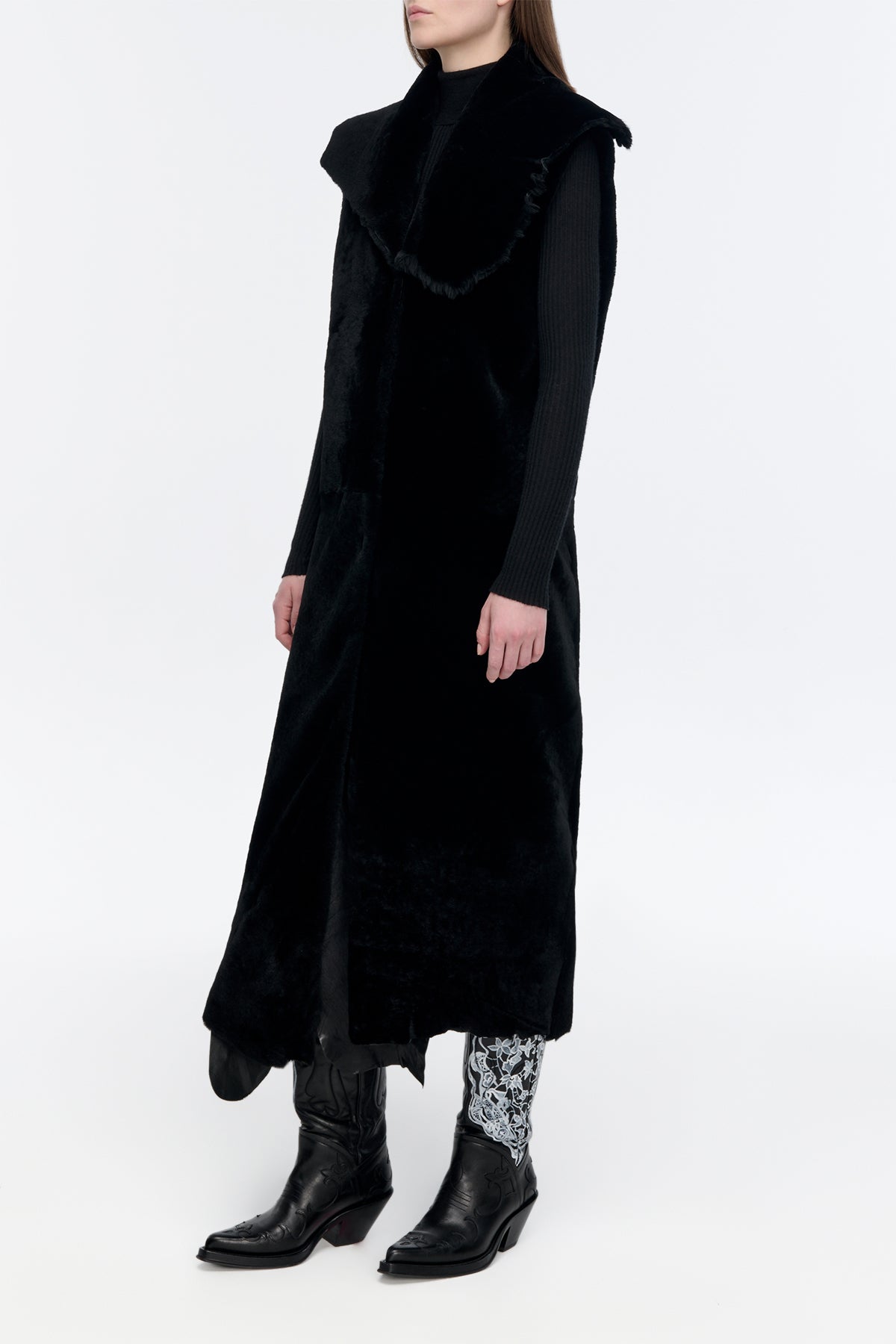 Smith Coat Liner in Black Shearling