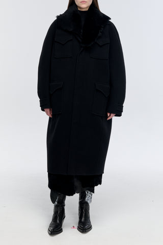 Arbor Cocoon Coat in Black Cashmere Felt