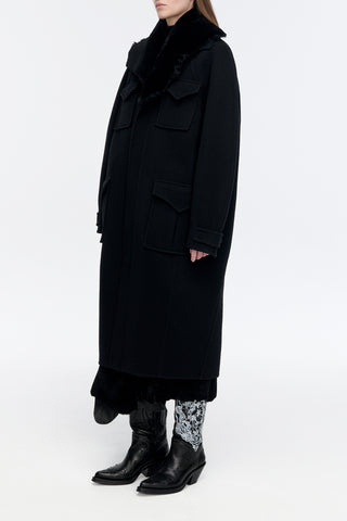 Arbor Cocoon Coat in Black Cashmere Felt