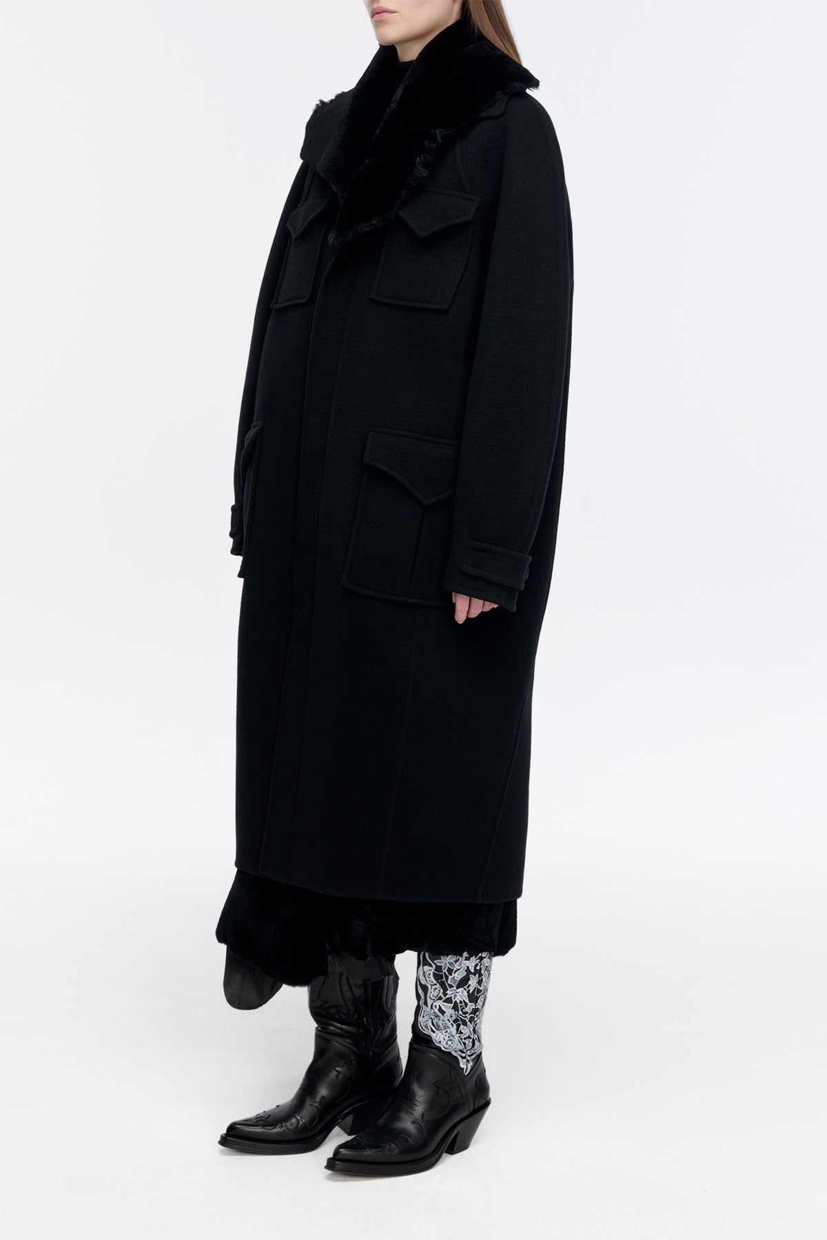 Arbor Coat in Black Cashmere Felt