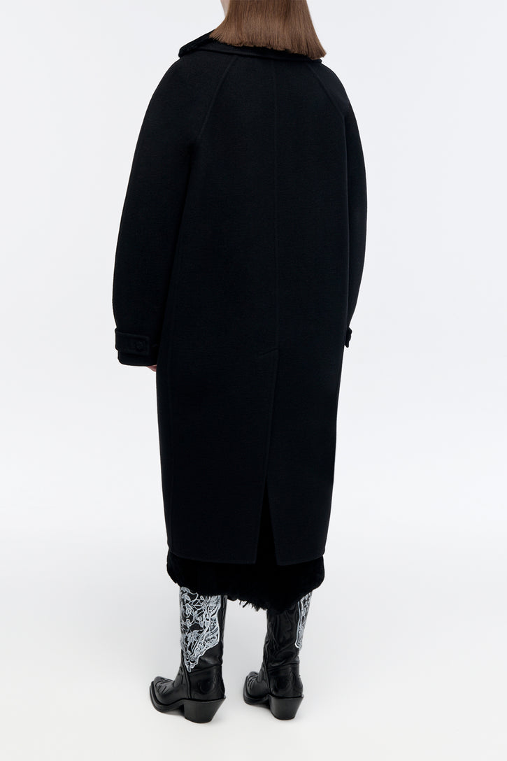 Arbor Cocoon Coat in Black Cashmere Felt