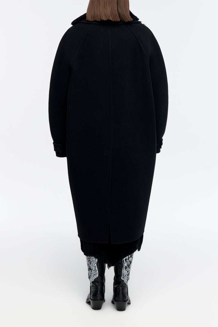 Arbor Cocoon Coat in Black Cashmere Felt