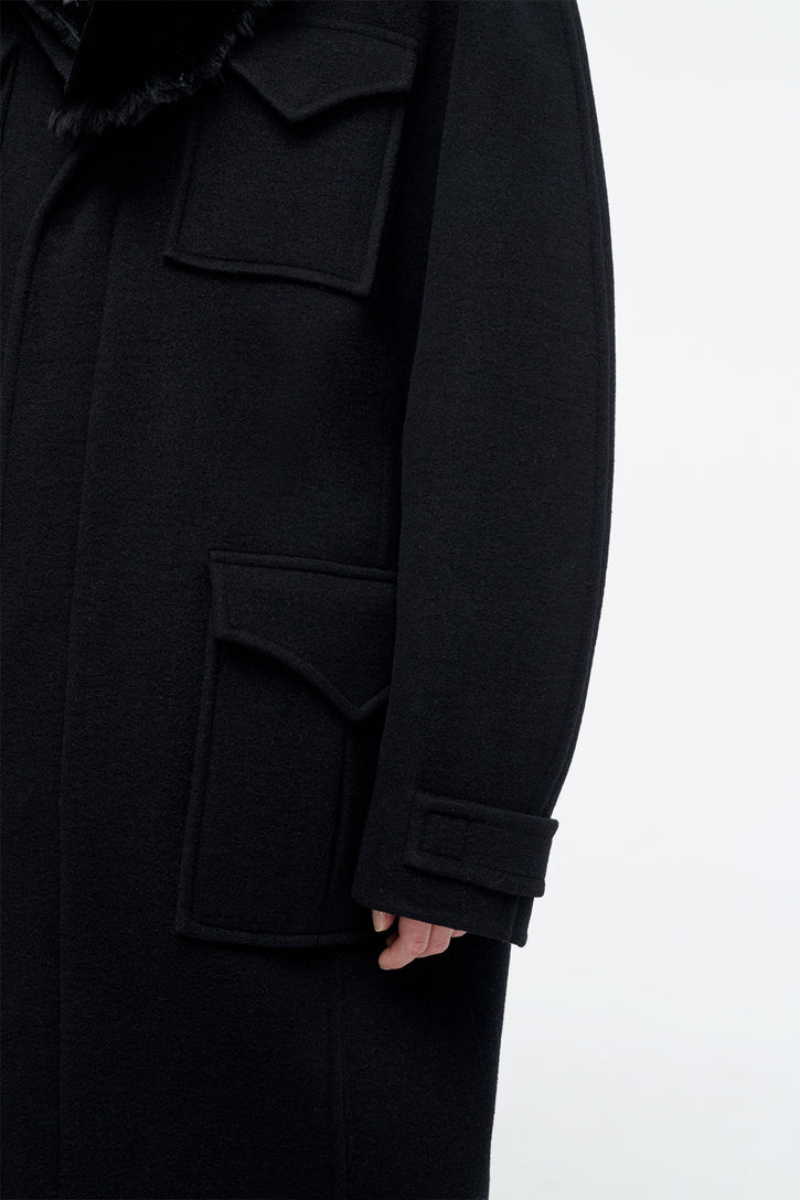 Arbor Cocoon Coat in Black Cashmere Felt