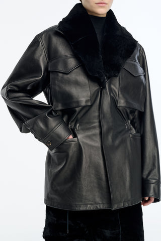 Darwin M65 Jacket in Black Nappa Leather
