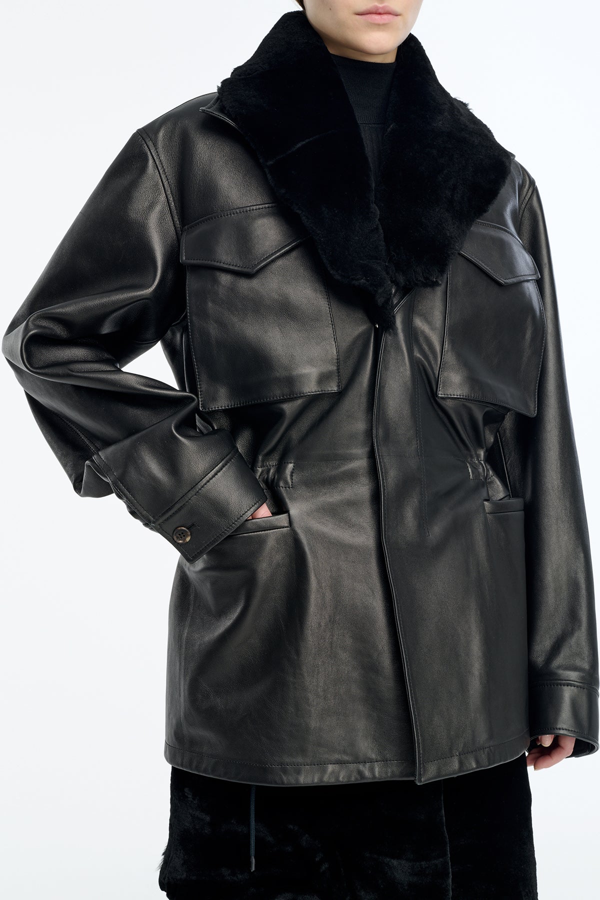 Darwin M65 Jacket in Black Nappa Leather