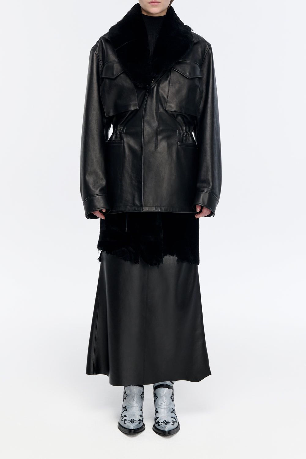 Darwin M65 Jacket in Black Nappa Leather