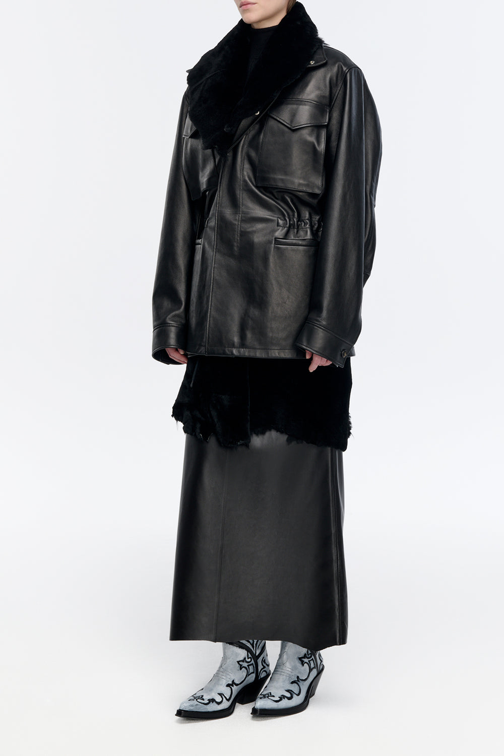 Darwin M65 Jacket in Black Nappa Leather