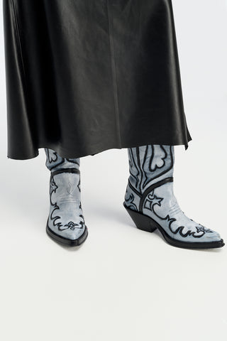 Hand Painted Capitana Cowboy Boot in Grey Leather