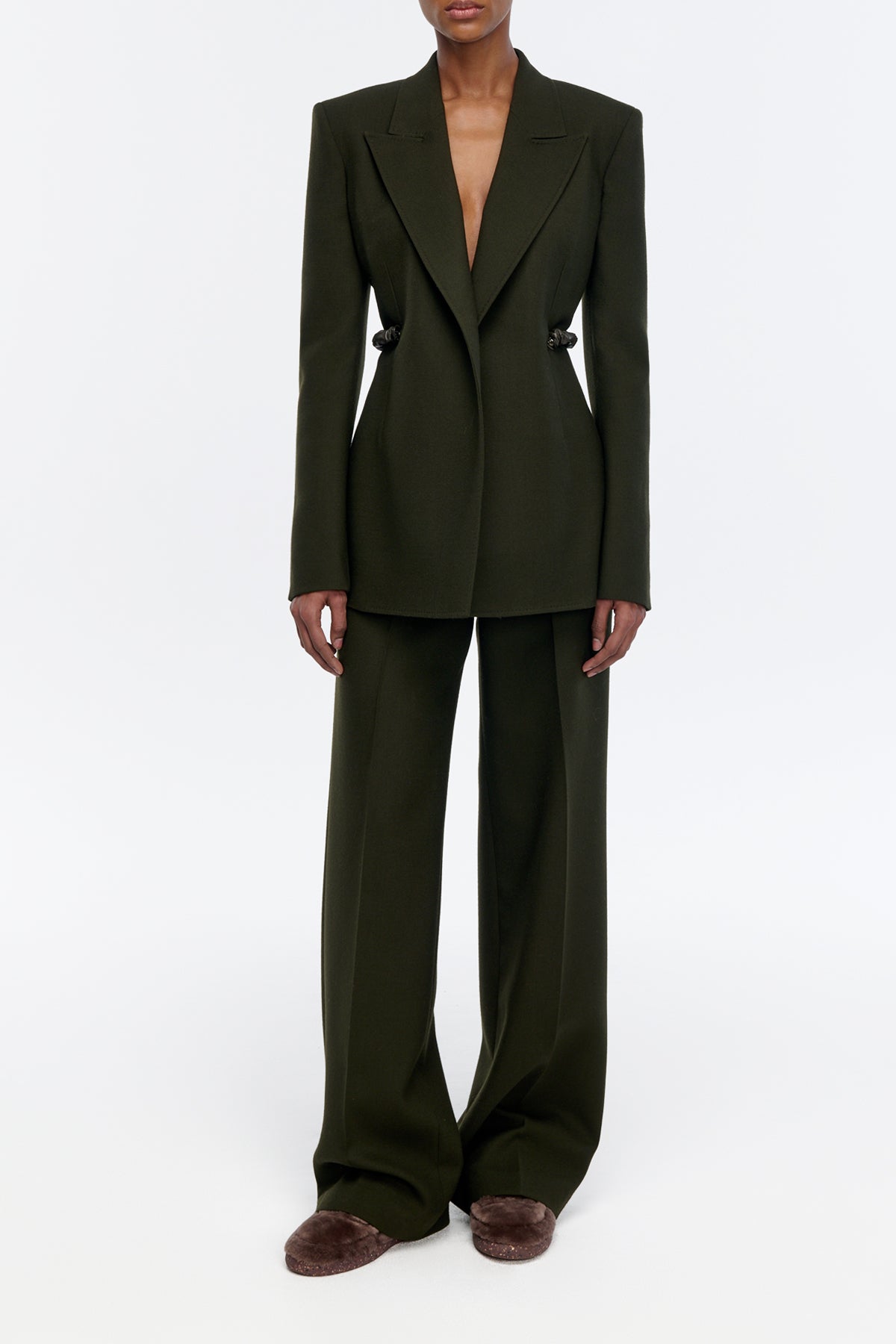 Norman Wide-leg Pant in Olive Recycled Virgin Wool