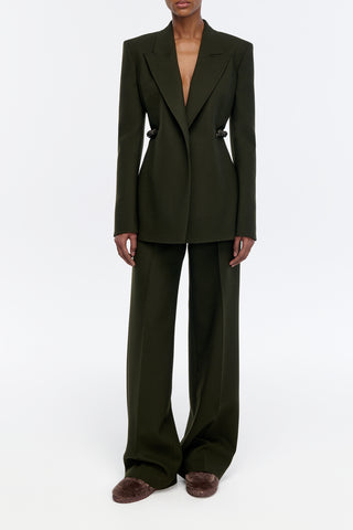 Epona Chain Blazer in Deep Olive Recycled Virgin Wool