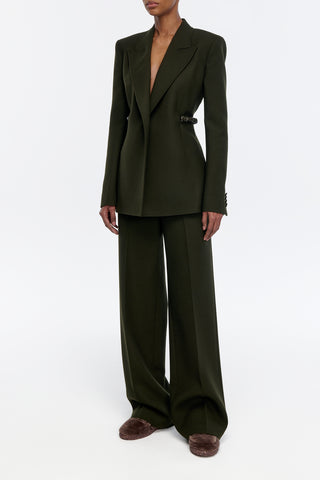 Epona Chain Blazer in Deep Olive Recycled Virgin Wool