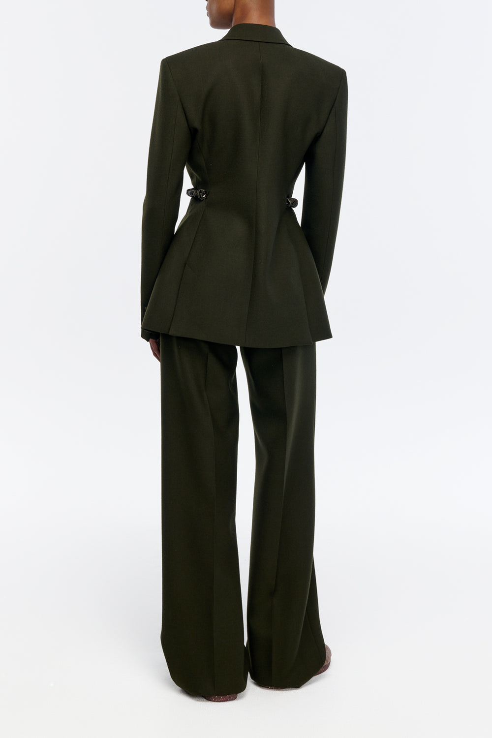 Norman Wide-leg Pant in Olive Recycled Virgin Wool