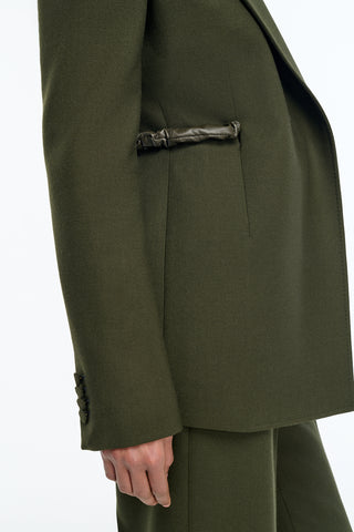 Epona Chain Blazer in Deep Olive Recycled Virgin Wool