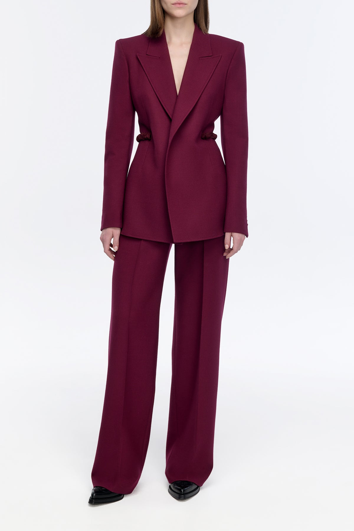 Norman Wide-leg Pant in Bordeaux Recycled Virgin Wool