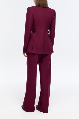 Epona Chain Blazer in Bordeaux Recycled Virgin Wool