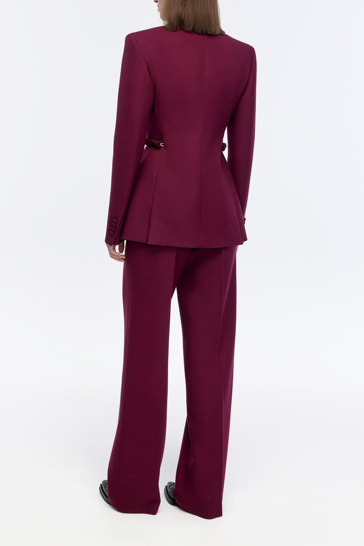 Norman Wide-leg Pant in Bordeaux Recycled Virgin Wool
