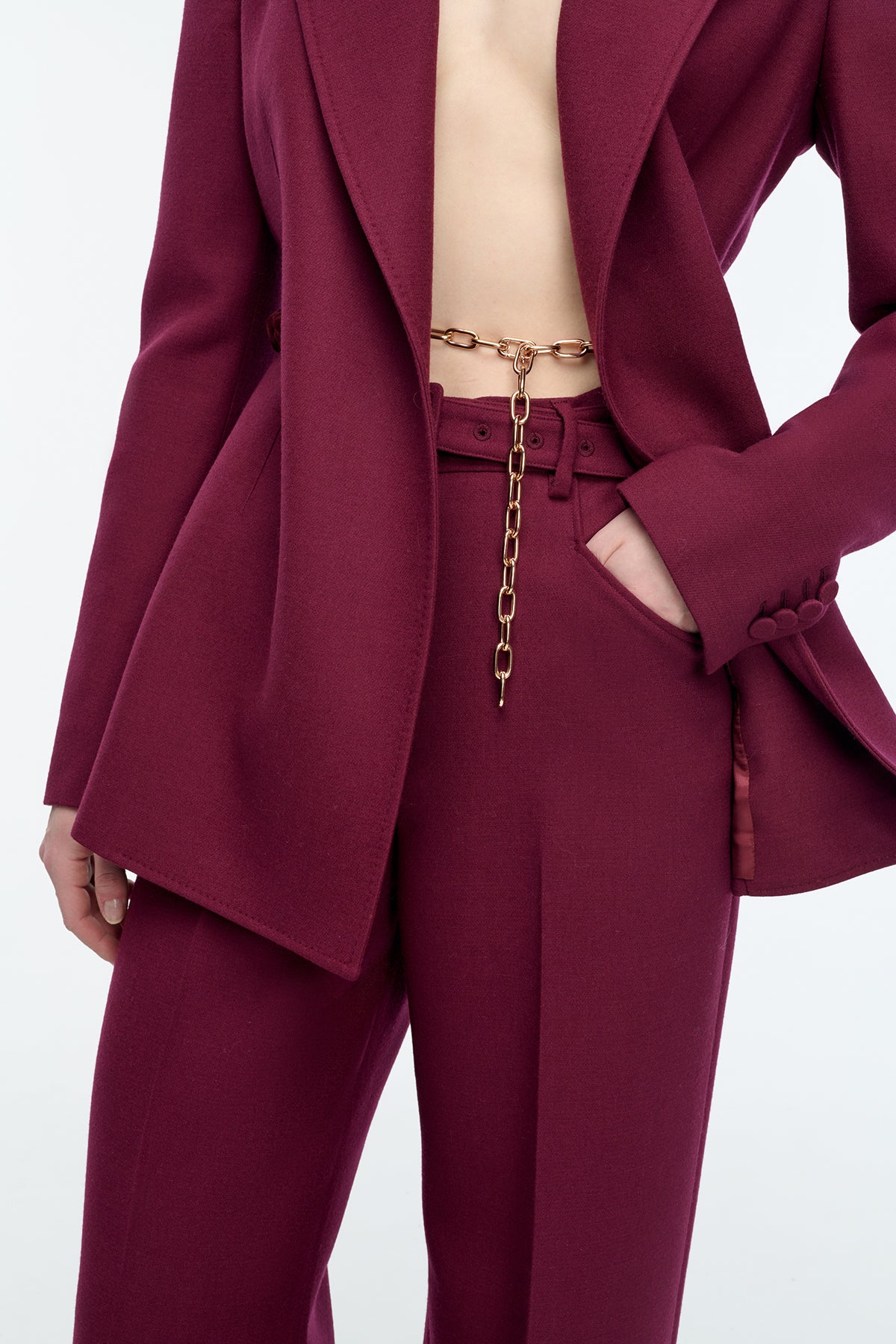 Norman Wide-leg Pant in Bordeaux Recycled Virgin Wool