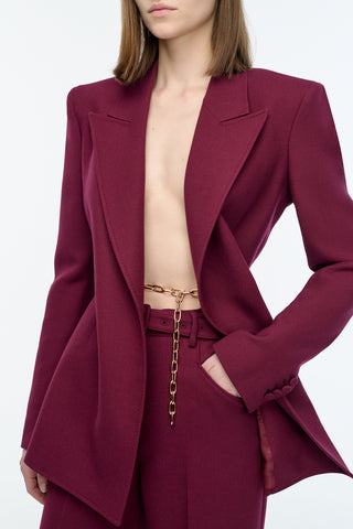 Epona Chain Blazer in Bordeaux Recycled Virgin Wool