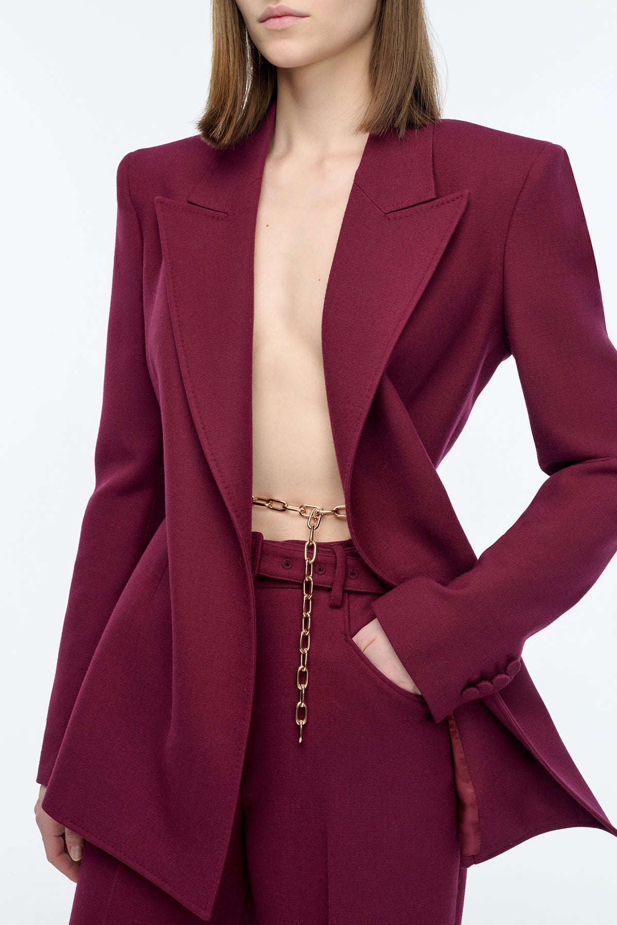 Epona Blazer in Bordeaux Recycled Virgin Wool