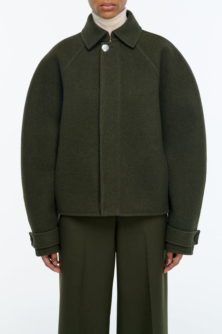 Ombu Cocoon Jacket in Deep Olive Cashmere Felt