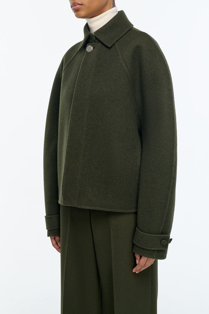 Ombu Cocoon Jacket in Deep Olive Cashmere Felt