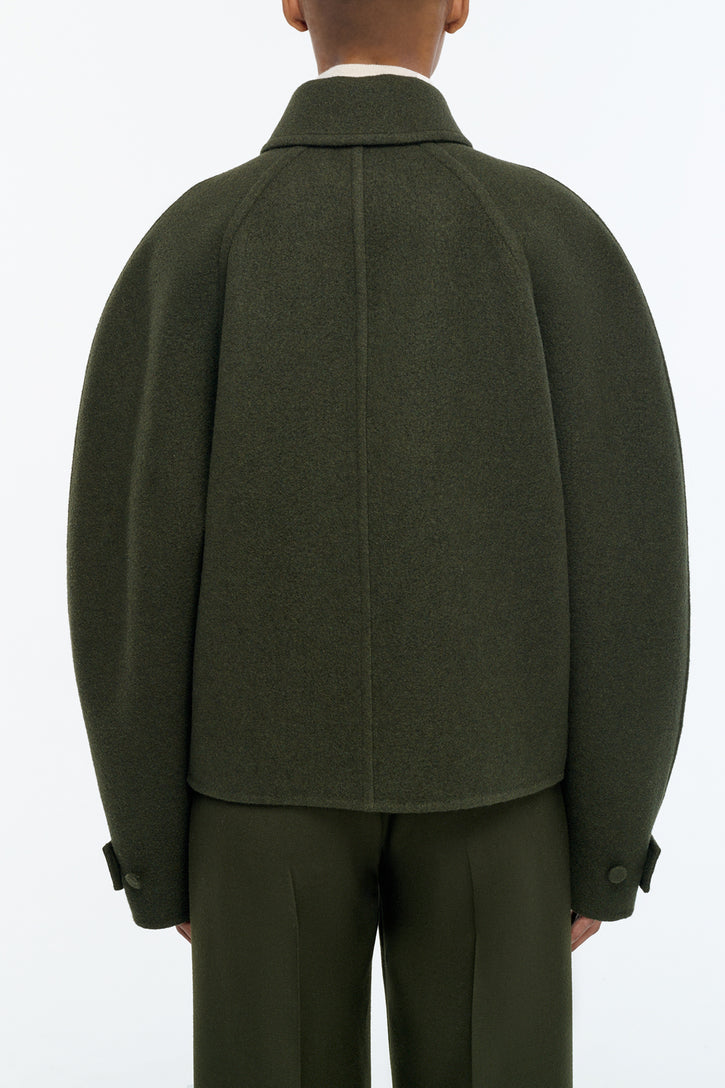 Ombu Cocoon Jacket in Deep Olive Cashmere Felt
