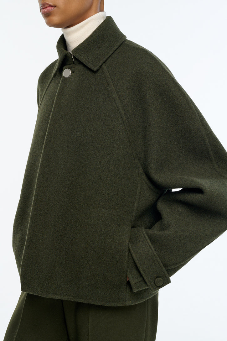 Ombu Cocoon Jacket in Deep Olive Cashmere Felt