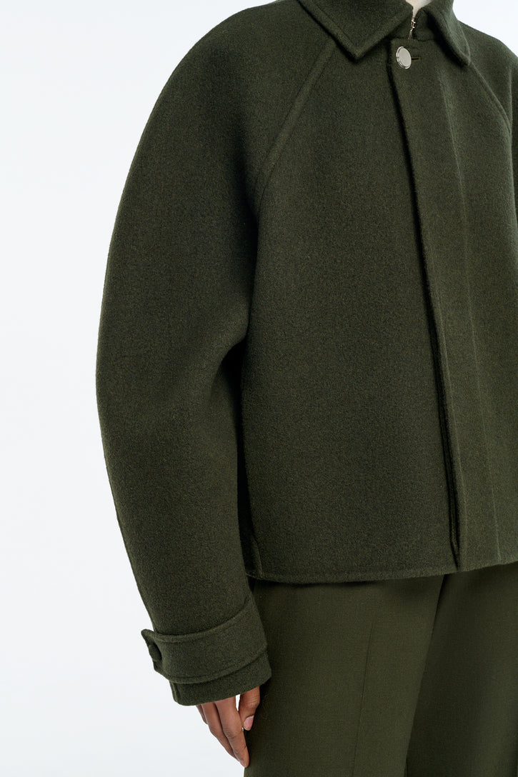 Ombu Cocoon Jacket in Deep Olive Cashmere Felt