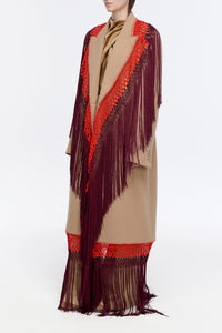 Mcaffrey Coat in Camel Double Face Recycled Cashmere with Macrame